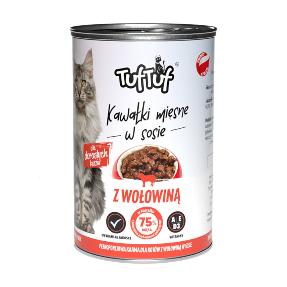 Produkt TUF TUF Mokra karma dla kota Karma mokra dla kota TUF TUF kawałki mięsne z wołowiną 415 g S01569