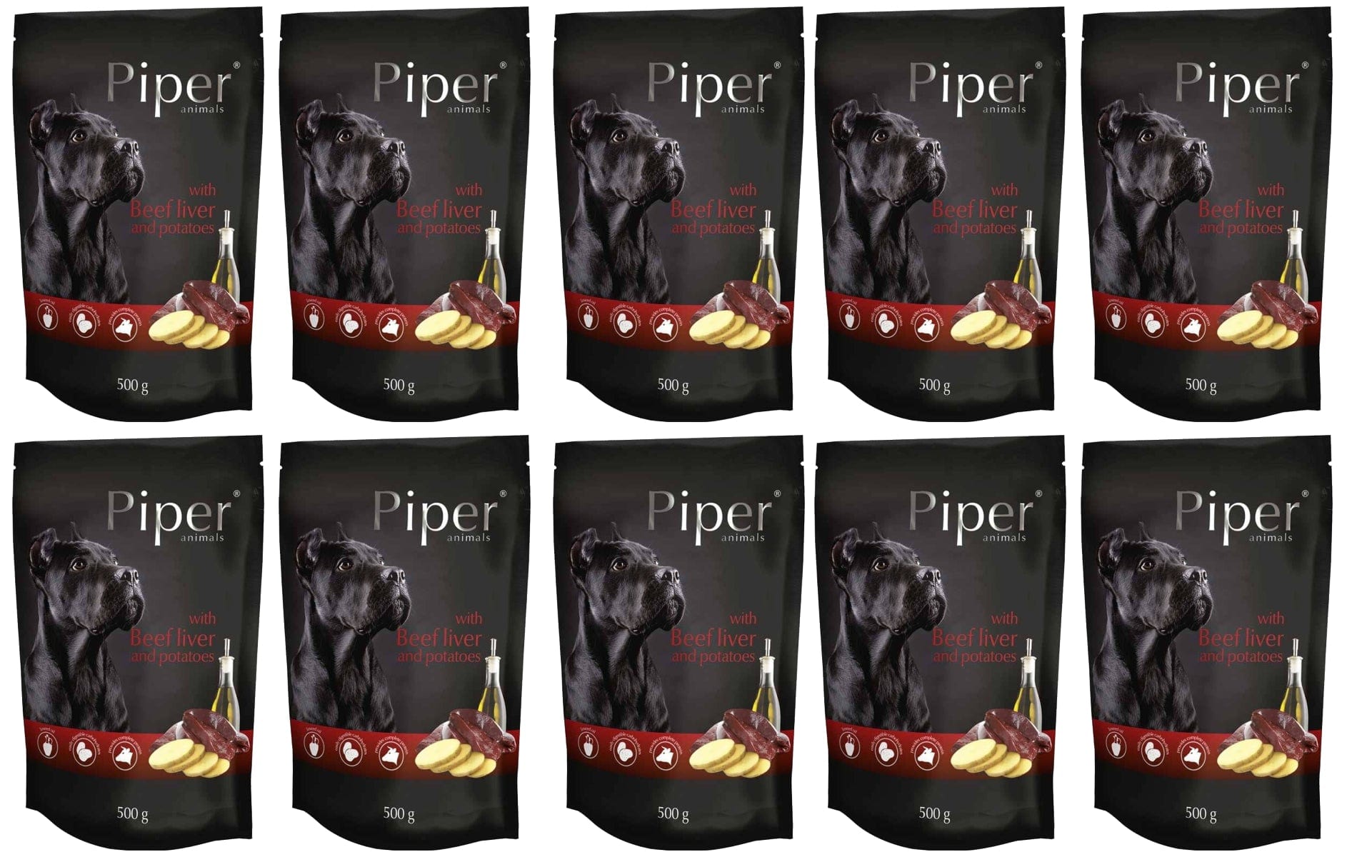 Produkt PIPER Mokra karma dla psa 10x Karma mokra dla psa PIPER z wątróbką wołową i ziemniakami 500g K_S00321_10