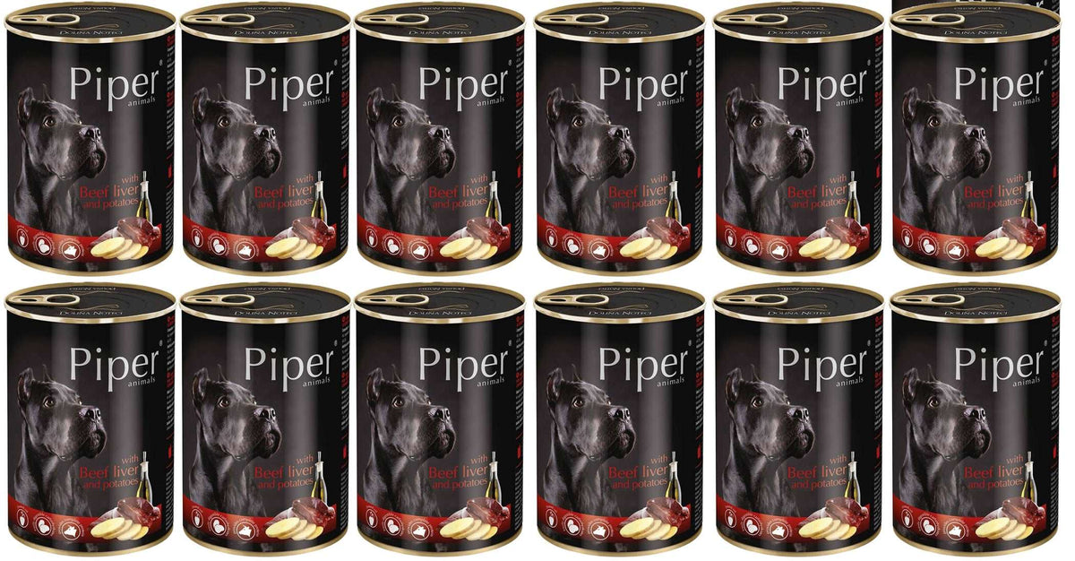Produkt PIPER Mokra karma dla psa 12x Karma mokra dla psa PIPER z wątróbką wołową i ziemniakami 800g K_S00329_12