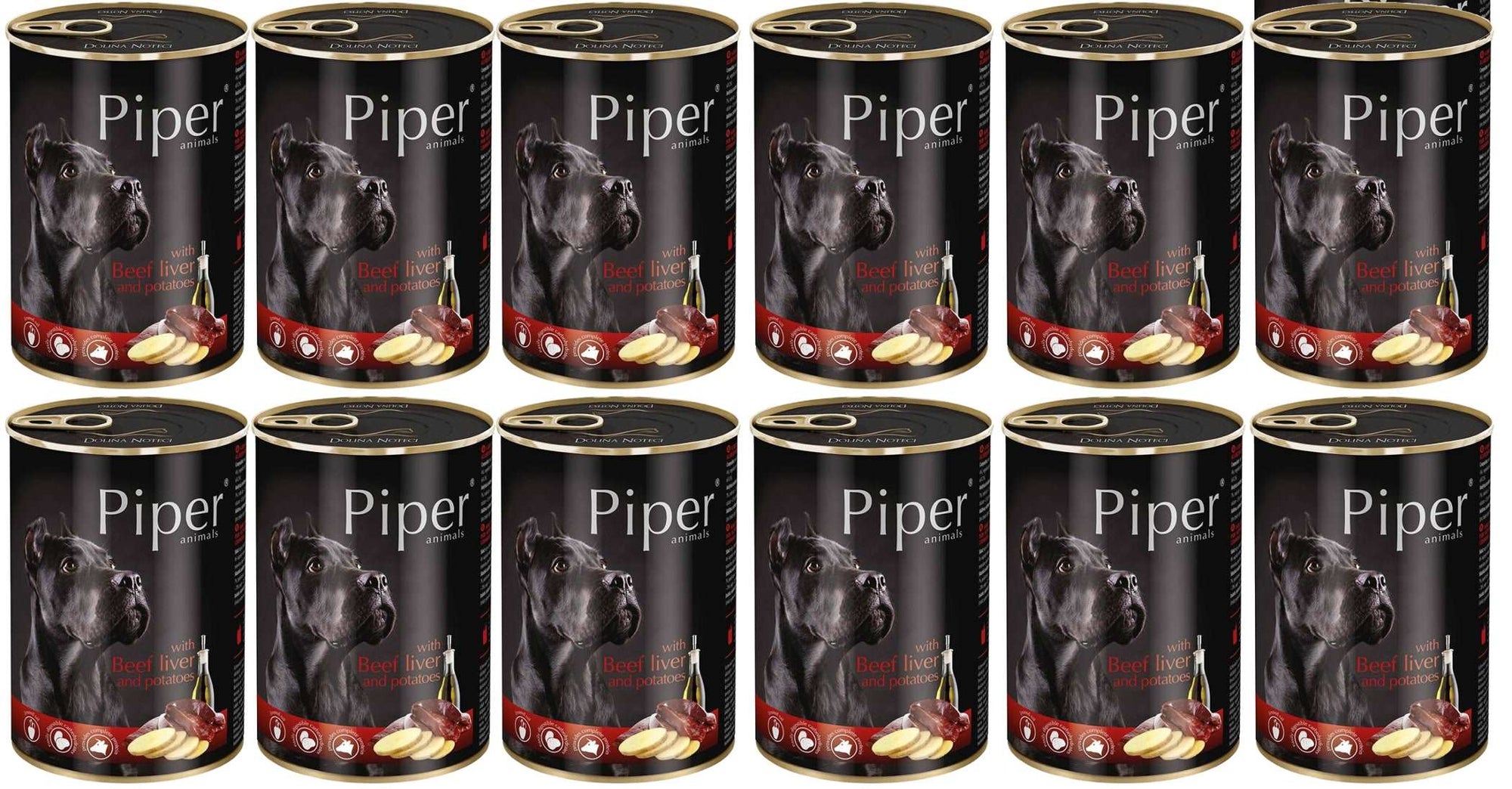 Produkt PIPER Mokra karma dla psa 12x Karma mokra dla psa PIPER z wątróbką wołową i ziemniakami 800g K_S00329_12