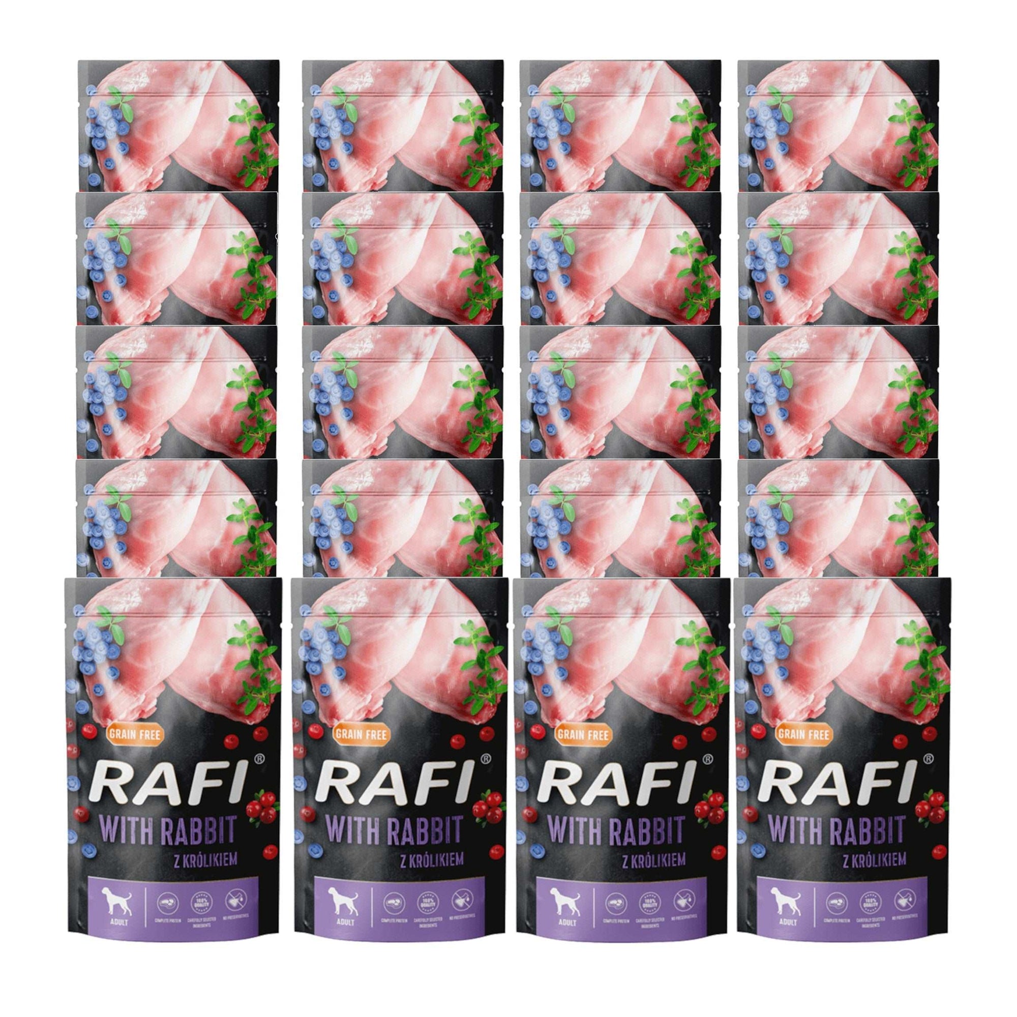 Produkt RAFI Mokra karma dla psa 20x Karma mokra dla psa RAFI z królikiem 500 g K_S00447_20