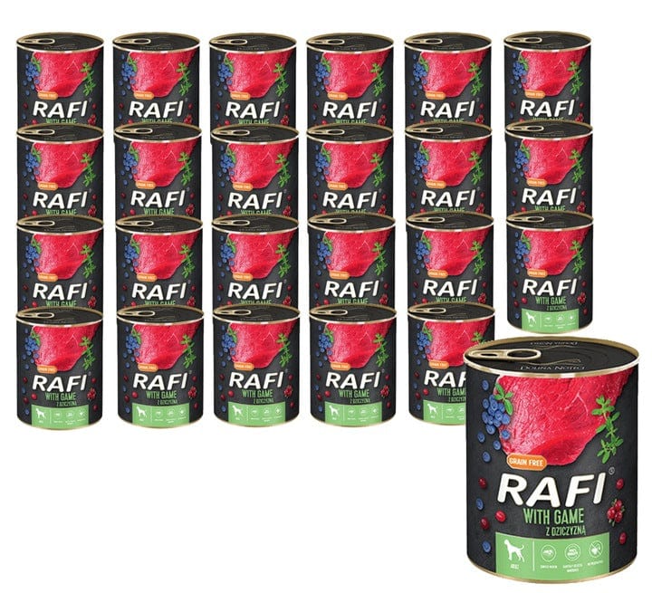 Produkt RAFI Mokra karma dla psa 24x Karma mokra dla psa RAFI z dziczyzną borówką i żurawiną 800 g K_S00424_24
