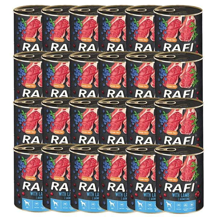 Produkt RAFI Mokra karma dla psa 24x Karma mokra dla psa RAFI z jagnięciną borówką żurawiną 800 g K_S00425_24