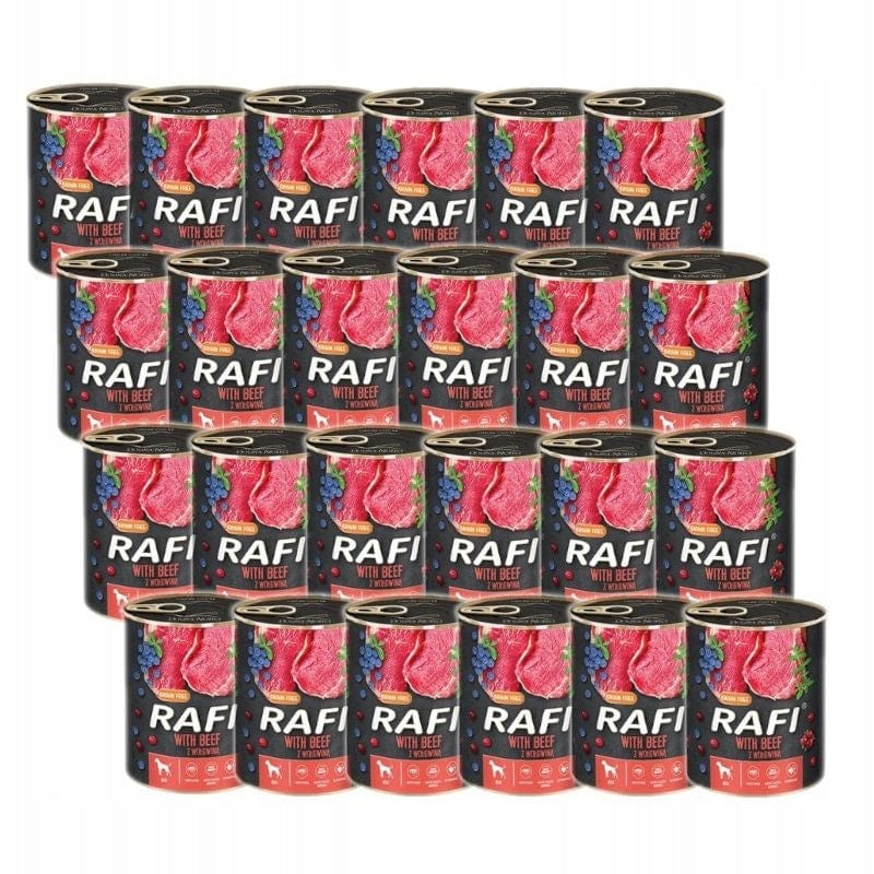 Produkt RAFI Mokra karma dla psa 24x Karma mokra dla psa RAFI z wołowiną borówką żurawiną 800 g K_S00429_24