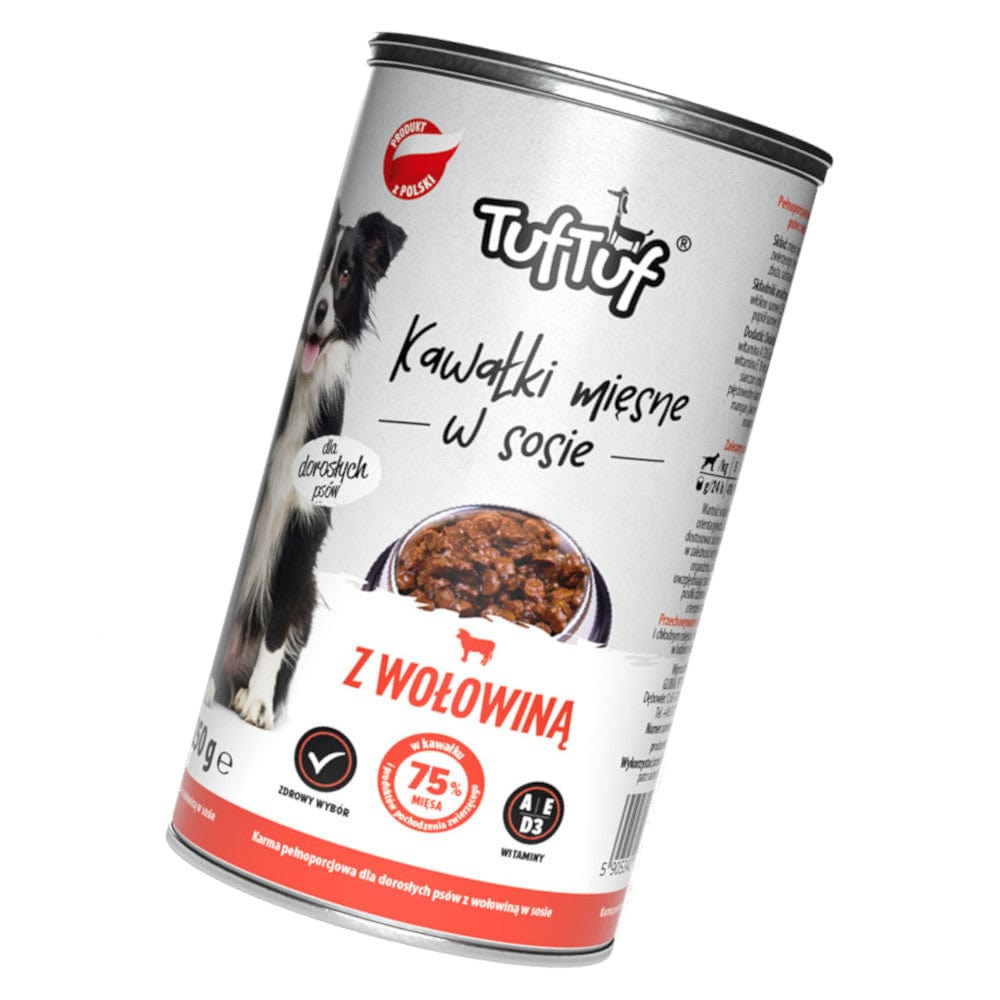 Produkt TUF TUF Mokra karma dla psa 24x Karma mokra dla psa TUF TUF kawałki mięsne z wołowiną 415 g K_S01567_24