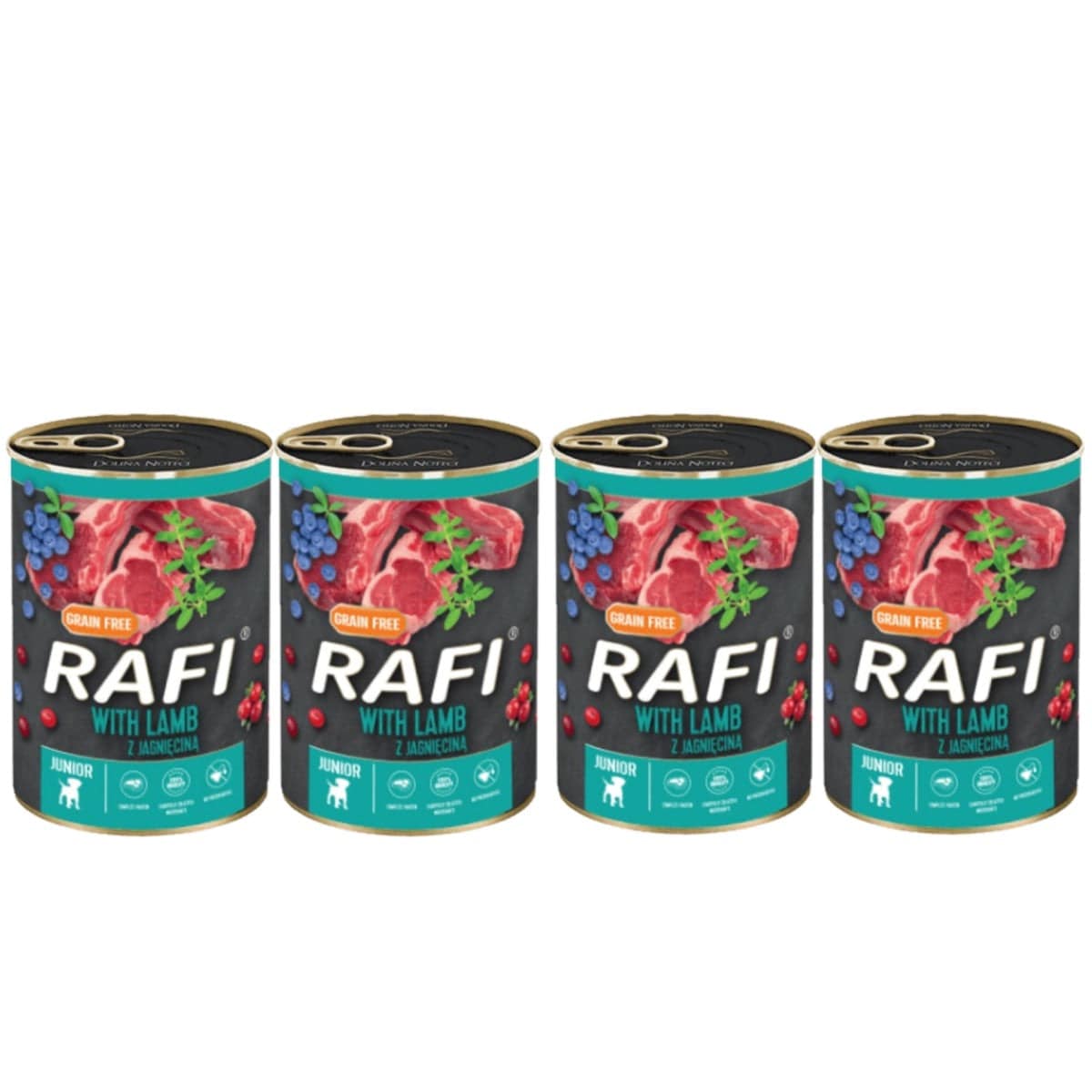 Produkt RAFI Mokra karma dla psa 4x Rafi pasztet junior z jagnięciną, żurawiną i borówką 400G K_S00281_4