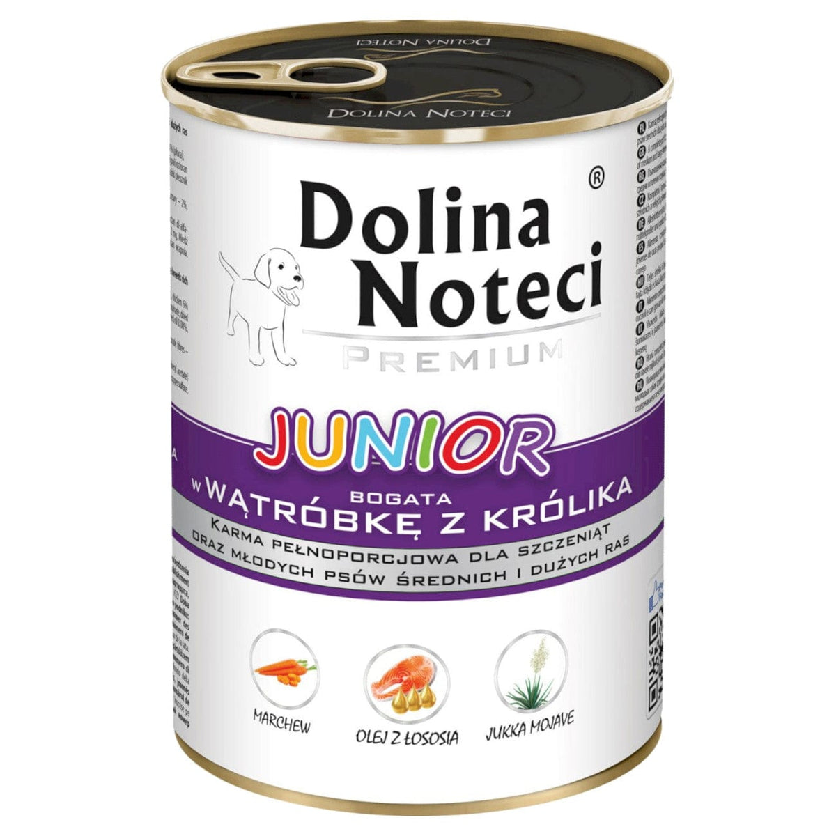 Produkt DOLINA NOTECI Mokra karma dla psa Karma mokra dla psa DOLINA NOTECI Junior Premium Wątróbka z królika 400 g S01809