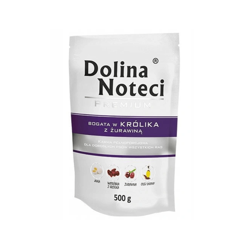 Produkt DOLINA NOTECI Mokra karma dla psa Karma mokra dla psa DOLINA NOTECI Premium Bogata w królika z żurawiną 500 g S01773