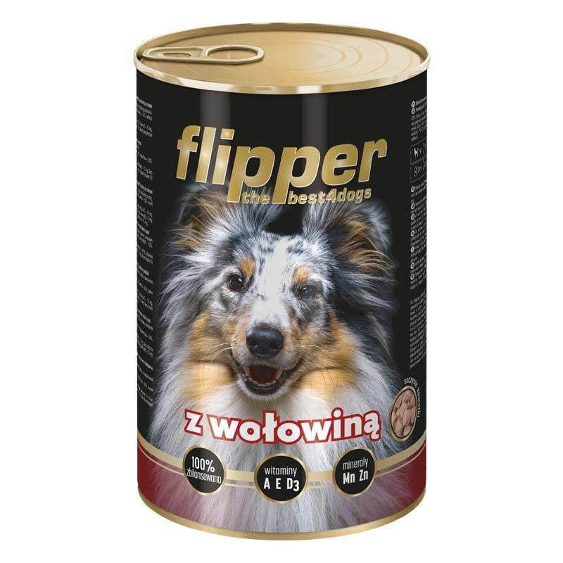 Produkt FLIPPER Mokra karma dla psa Karma mokra dla psa FLIPPER z wołowiną Dolina Noteci 1240 g S00864