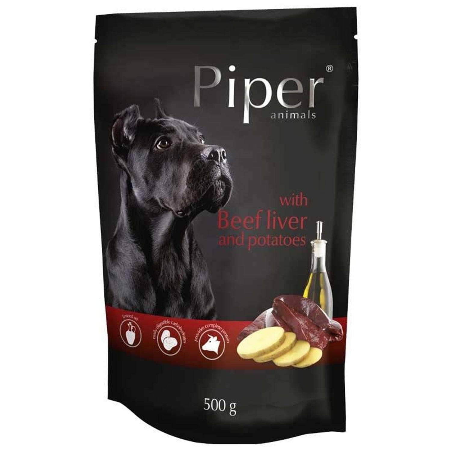 Produkt PIPER Mokra karma dla psa Karma mokra dla psa PIPER z wątróbką wołową i ziemniakami 500g S00321