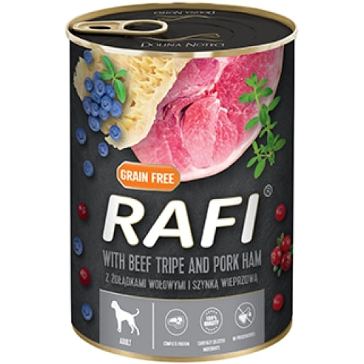 Produkt RAFI Mokra karma dla psa Karma mokra dla psa RAF 24x 400 g + Gratis PET REPUBLIC Wołowina 400 g Z00363