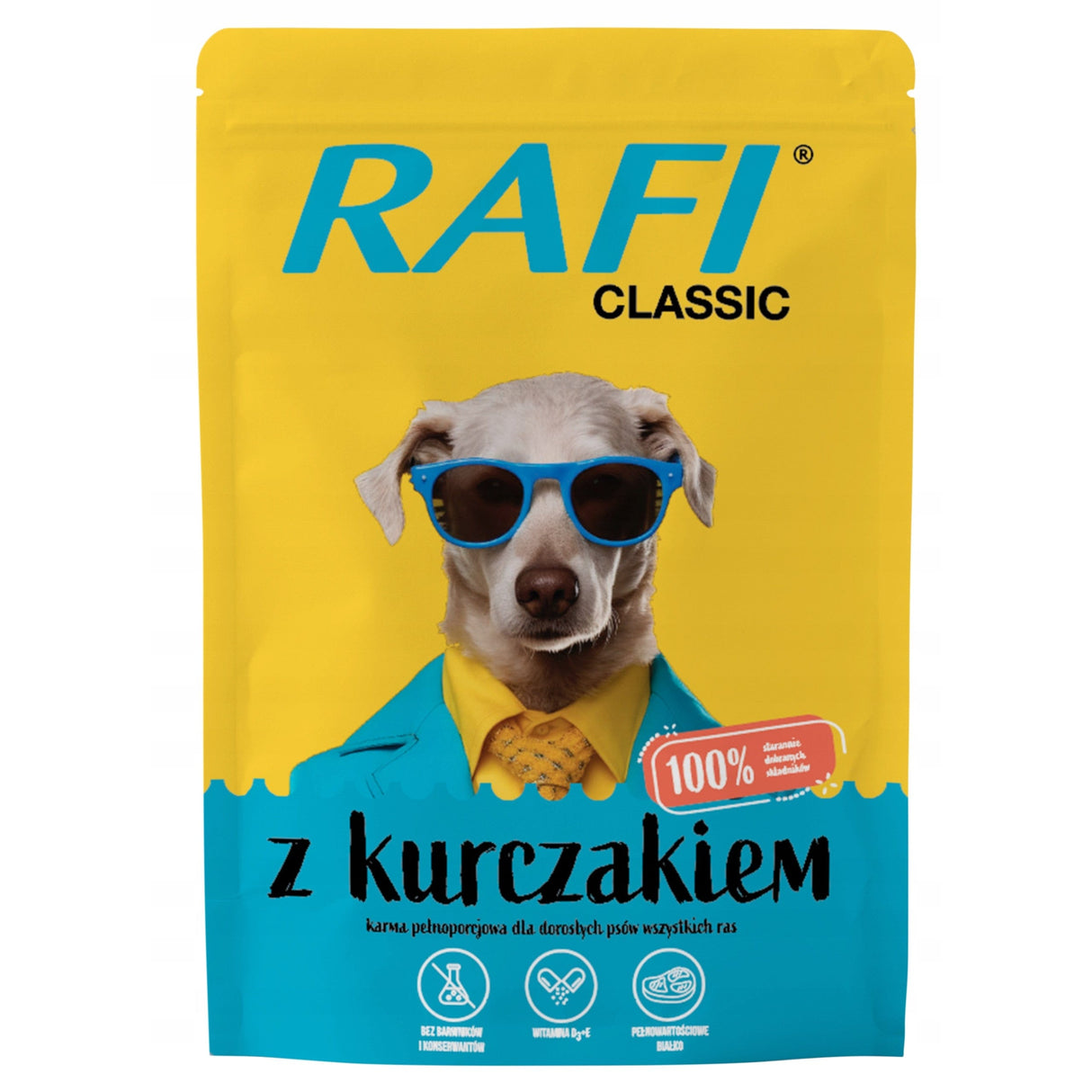 Produkt RAFI Mokra karma dla psa Karma mokra dla psa RAFI Classic z kurczakiem 400g 002694