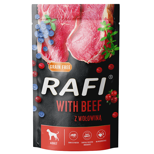 Produkt RAFI Mokra karma dla psa Karma mokra dla psa RAFI MIX smaków 24x 500g Z00171