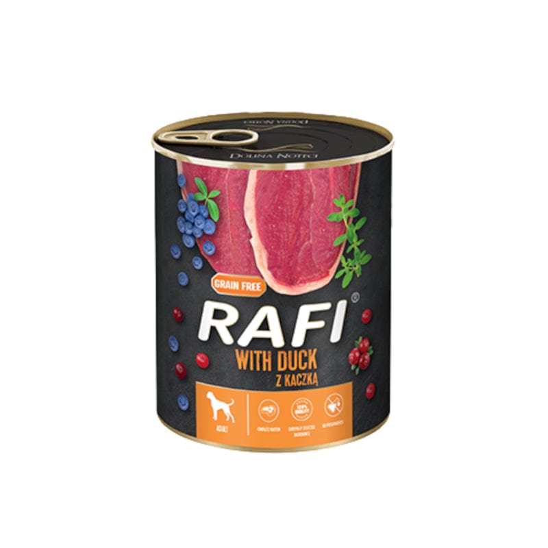 Produkt RAFI Mokra karma dla psa Karma mokra dla psa RAFI z kaczką borówką żurawiną 800 g S00426