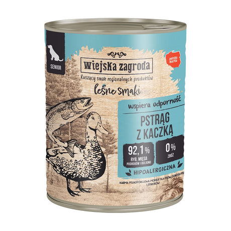 Produkt WIEJSKA ZAGRODA Mokra karma dla psa Karma mokra dla psa (senior) WIEJSKA ZAGRODA Leśne smaki Pstrąg z kaczką 800 g S01656