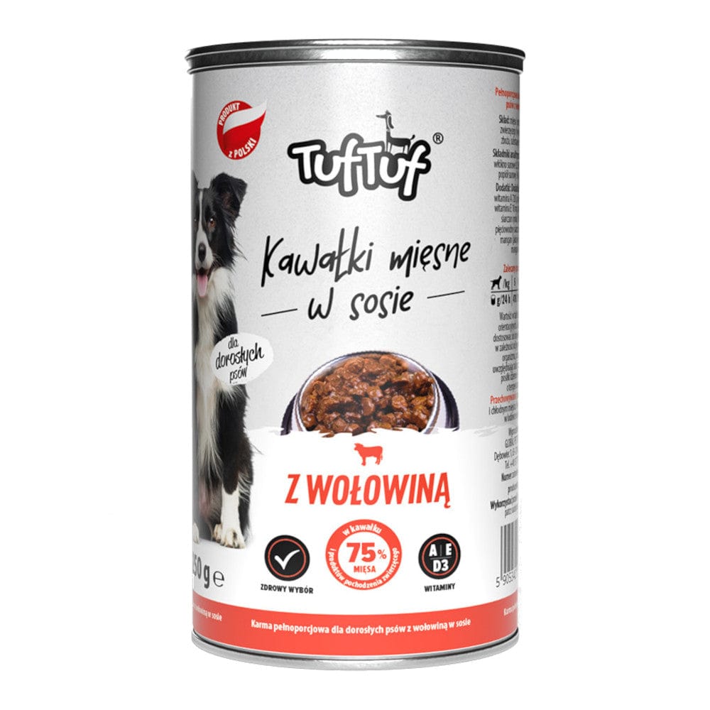 Produkt TUF TUF Mokra karma dla psa Karma mokra dla psa TUF TUF kawałki mięsne z wołowiną 1,25 kg S01584