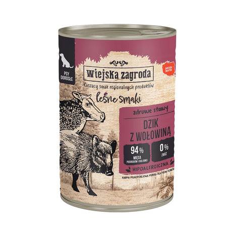 Produkt WIEJSKA ZAGRODA Mokra karma dla psa Karma mokra dla psa WIEJSKA ZAGRODA Leśne smaki Dzik z wołowiną 400 g S01641