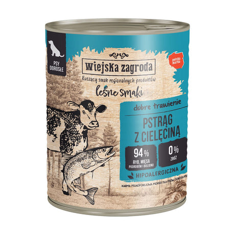 Produkt WIEJSKA ZAGRODA Mokra karma dla psa Karma mokra dla psa WIEJSKA ZAGRODA Leśne smaki Pstrąg z cielęciną 800 g S01652