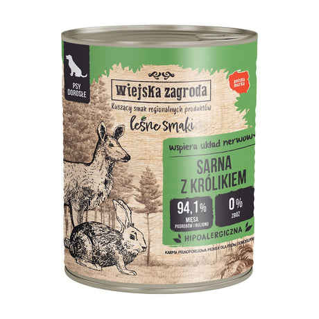 Produkt WIEJSKA ZAGRODA Mokra karma dla psa Karma mokra dla psa WIEJSKA ZAGRODA Leśne smaki Sarna z królikiem 800 g S01653