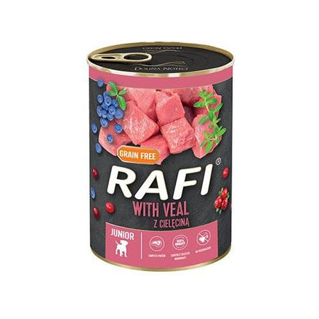 Produkt RAFI Mokra karma dla psa Rafi pasztet junior z cielęciną, żurawiną i borówką 400G S00280