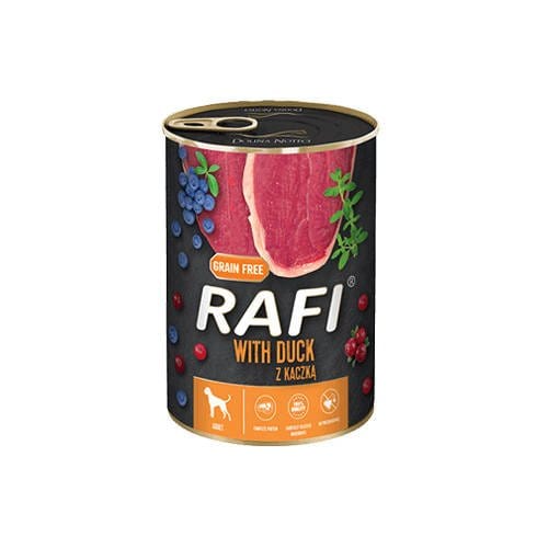 Produkt RAFI Mokra karma dla psa RAFI Z KACZKĄ, BORÓWKĄ I ŻURAWINĄ - KARMA DLA PSA 400G S00275