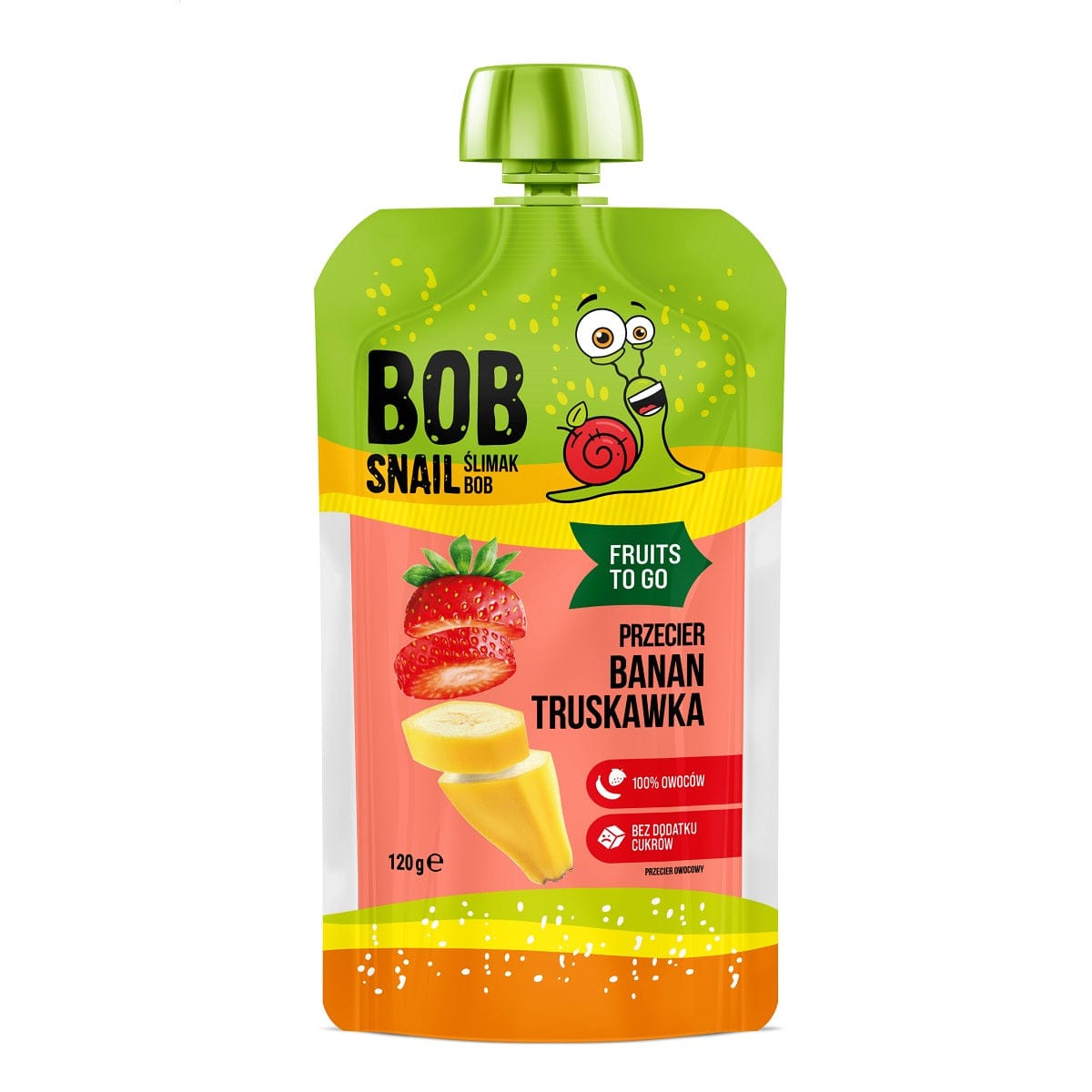 Produkt BOB SNAIL Mus owocowy BOB SNAIL Mus Smoothie banan truskawka bez dodatku cukru 120g 4820219343387