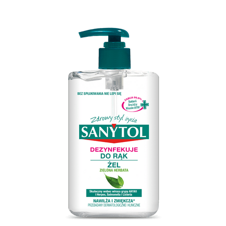 Produkt SANYTOL Mydła Żel do dezynfekcji rąk SANYTOL Zielona herbata 250 ml S02161