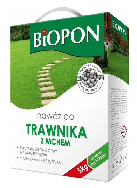 Produkt BIOPON Nawóz do trawnika z mchem BIOPON Granulowany wieloskładnikowy 5 kg 045964