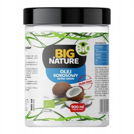 Produkt BIG NATURE Olej BIG NATURE 900ml BIO Olej kokosowy extra virgin tłoczony na zimno 001914