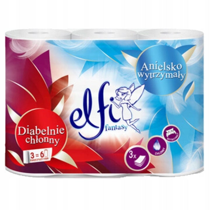 Produkt ELFI Papier toaletowy Ręcznik papierowy ELFI Anielsko wytrzymały Diabelsko chłonny 3 warstwy 001514