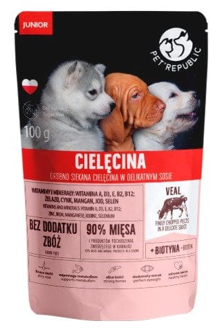 Produkt PetRepublic PET REPUBLIC Junior Drobno siekana cielęcina - mokra karma dla psa - 100 g S00762