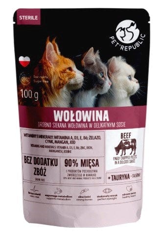 Produkt PetRepublic PET REPUBLIC Sterile Wołowina drobno siekana - mokra karma dla kota - 100 g S00754