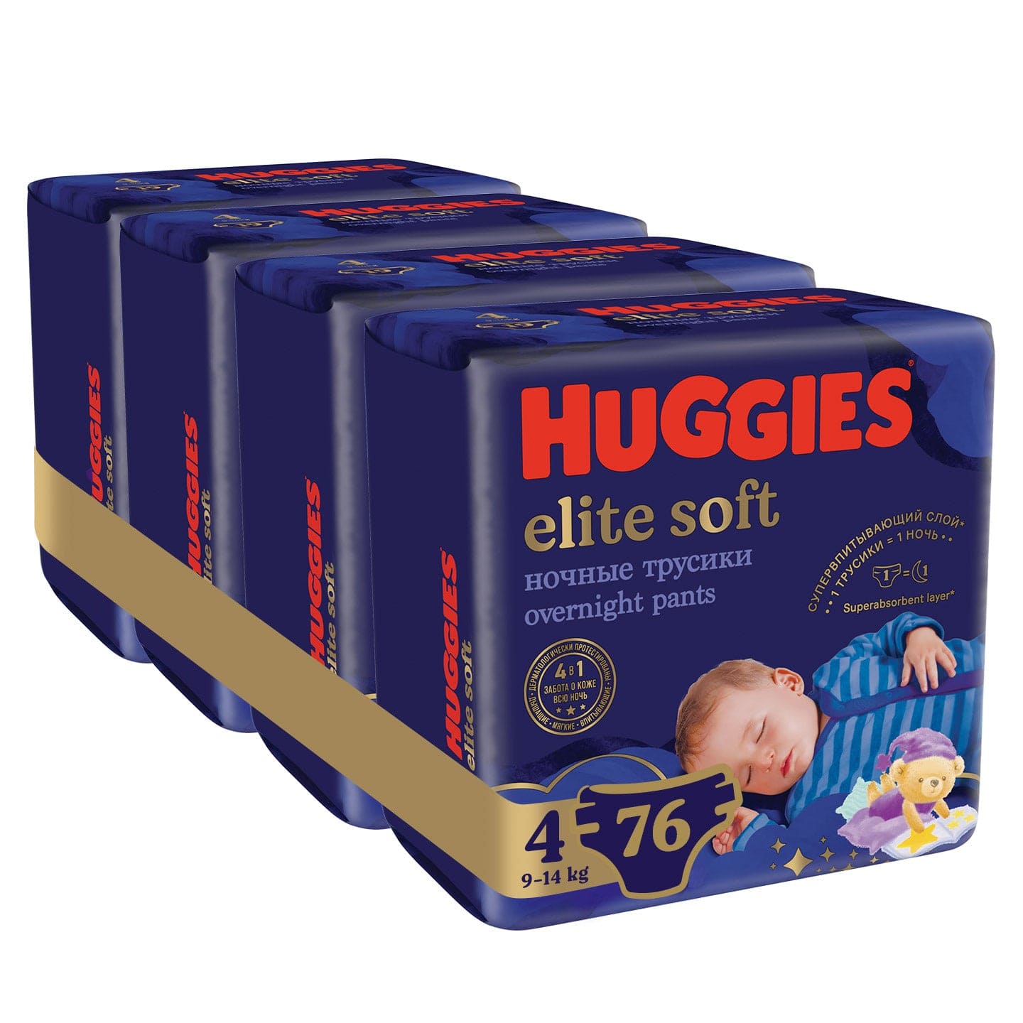 Produkt HUGGIES Pieluchomajtki HUGGIES Elite Soft Night Pants 4 (9-14kg) 4x19 szt K_026821_4