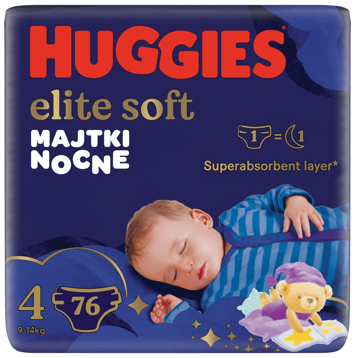 Produkt HUGGIES Pieluchomajtki HUGGIES Elite Soft Night Pants 4 (9-14kg) 4x19 szt K_026821_4