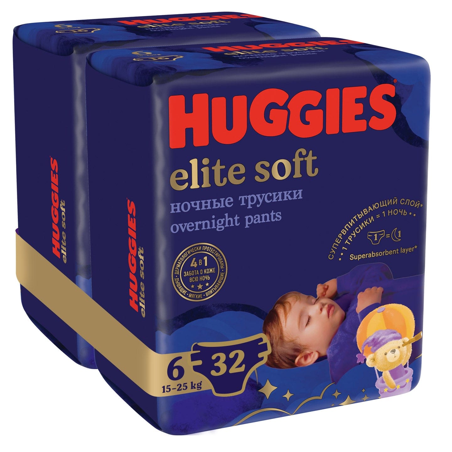Produkt HUGGIES Pieluchomajtki HUGGIES Elite Soft Night Pants 6 (15-25kg) 2x16szt K_027007_2