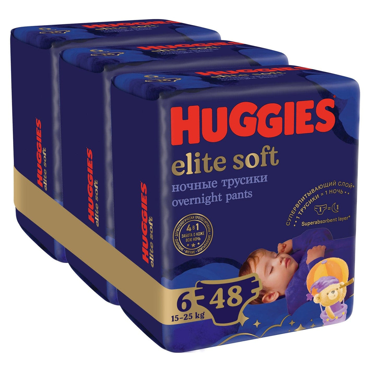 Produkt HUGGIES Pieluchomajtki HUGGIES Elite Soft Night Pants 6 (15-25kg) 3x16szt K_027007_3