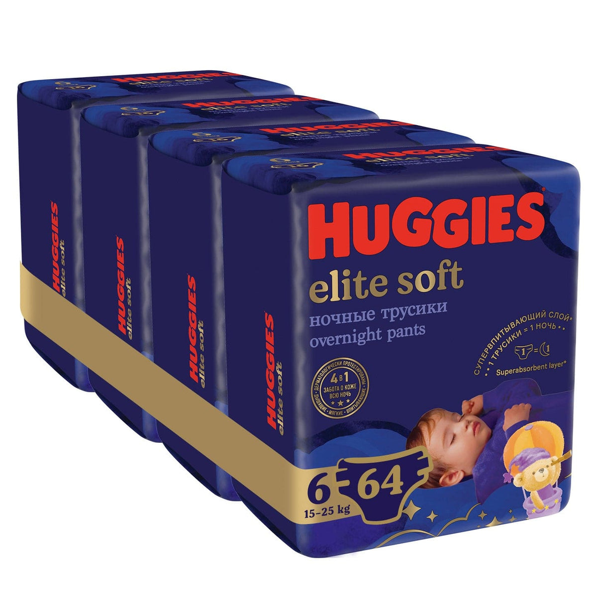 Produkt HUGGIES Pieluchomajtki HUGGIES Elite Soft Night Pants 6 (15-25kg) 4x16szt K_027007_4