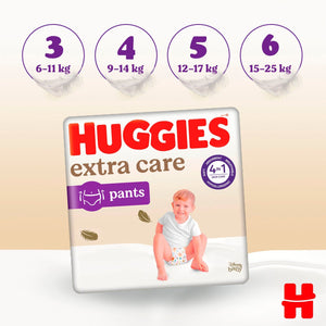 Produkt HUGGIES Pieluchomajtki Pieluchomajtki HUGGIES Extra Care Pants rozmiar 4 (9-14kg) 38 szt 032634