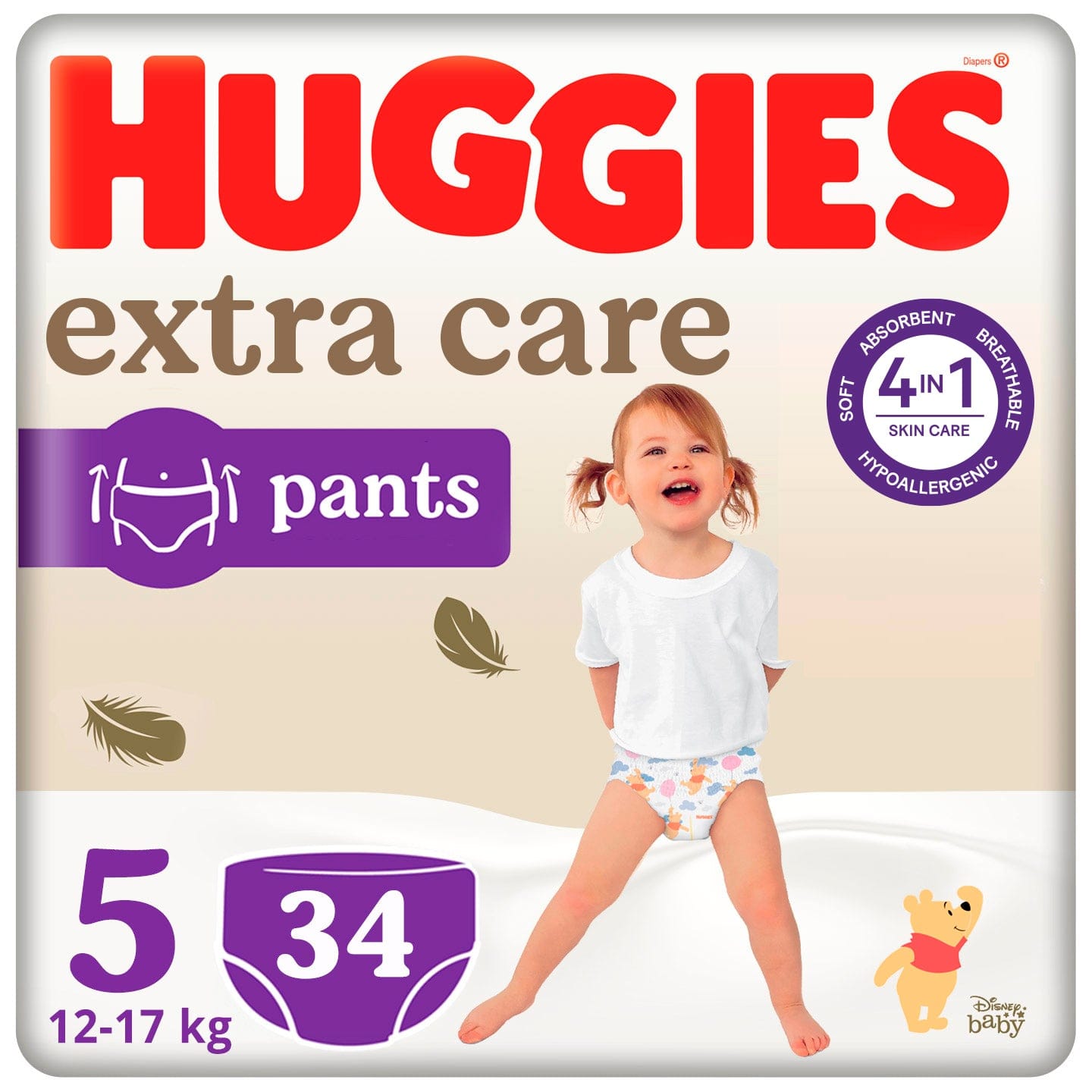 Produkt HUGGIES Pieluchomajtki Pieluchomajtki HUGGIES Extra Care Pants rozmiar 5 (12-17 kg) 34szt 033363