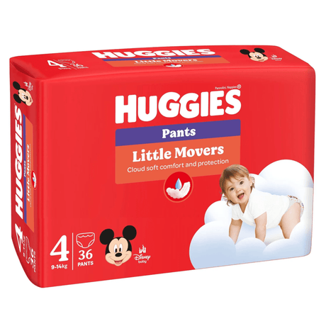 Produkt HUGGIES Pieluchomajtki Pieluchomajtki HUGGIES Little Movers rozmiar 4 (9-14kg) 36szt 052578