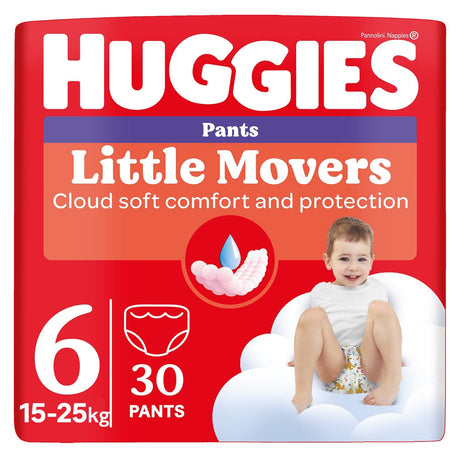 Produkt HUGGIES Pieluchomajtki Pieluchomajtki HUGGIES Little Movers rozmiar 6 (15-25kg) 30szt 002723