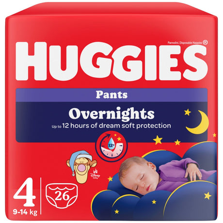 Produkt HUGGIES Pieluchomajtki Pieluchomajtki HUGGIES Overnights Pants rozmiar 4 (9-14kg) 26szt 001810