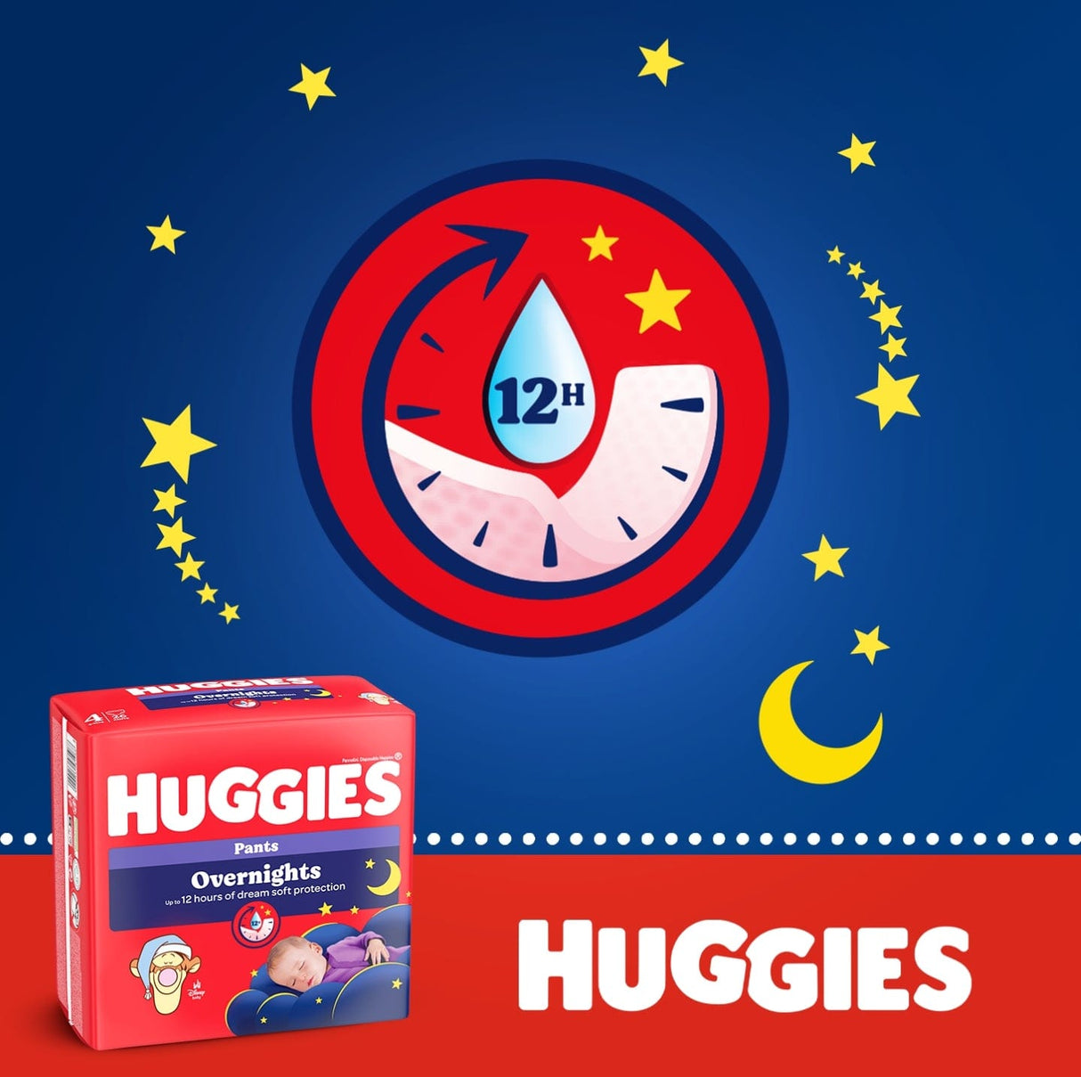 Produkt HUGGIES Pieluchomajtki Pieluchomajtki HUGGIES Overnights Pants rozmiar 4 (9-14kg) 26szt 001810