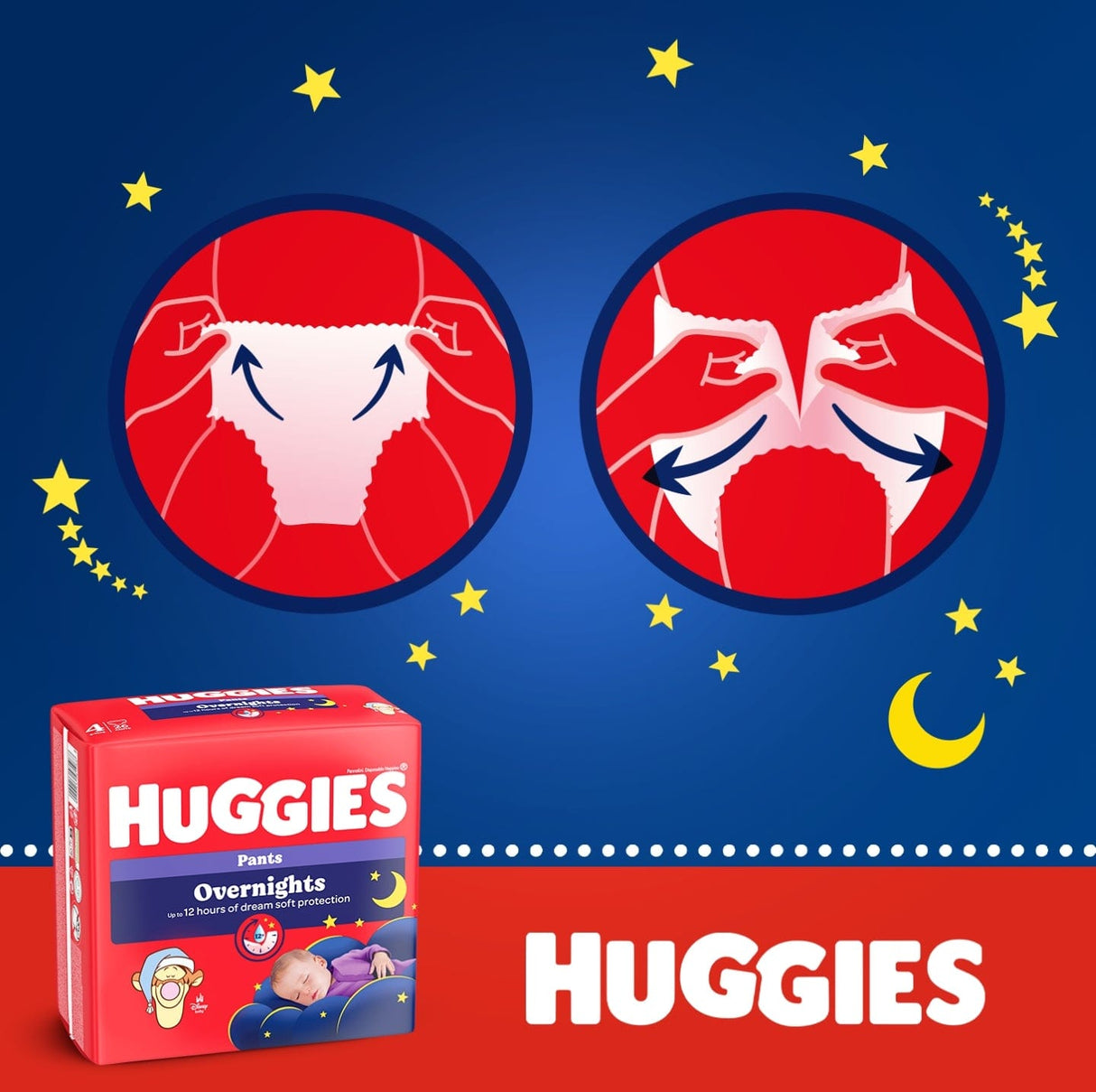 Produkt HUGGIES Pieluchomajtki Pieluchomajtki HUGGIES Overnights Pants rozmiar 4 (9-14kg) 26szt 001810