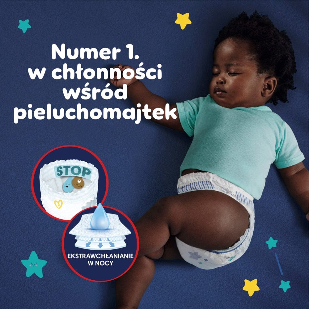 Produkt PAMPERS Pieluchomajtki Pieluchomajtki PAMPERS Night Pants rozmiar 4 (9-15 kg) 25szt 032761