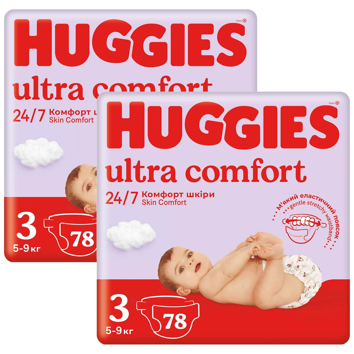 Produkt HUGGIES Pieluchy 2x Pieluchy HUGGIES Ultra Comfort rozmiar 3 (5-9kg) 78 szt K_032719_2