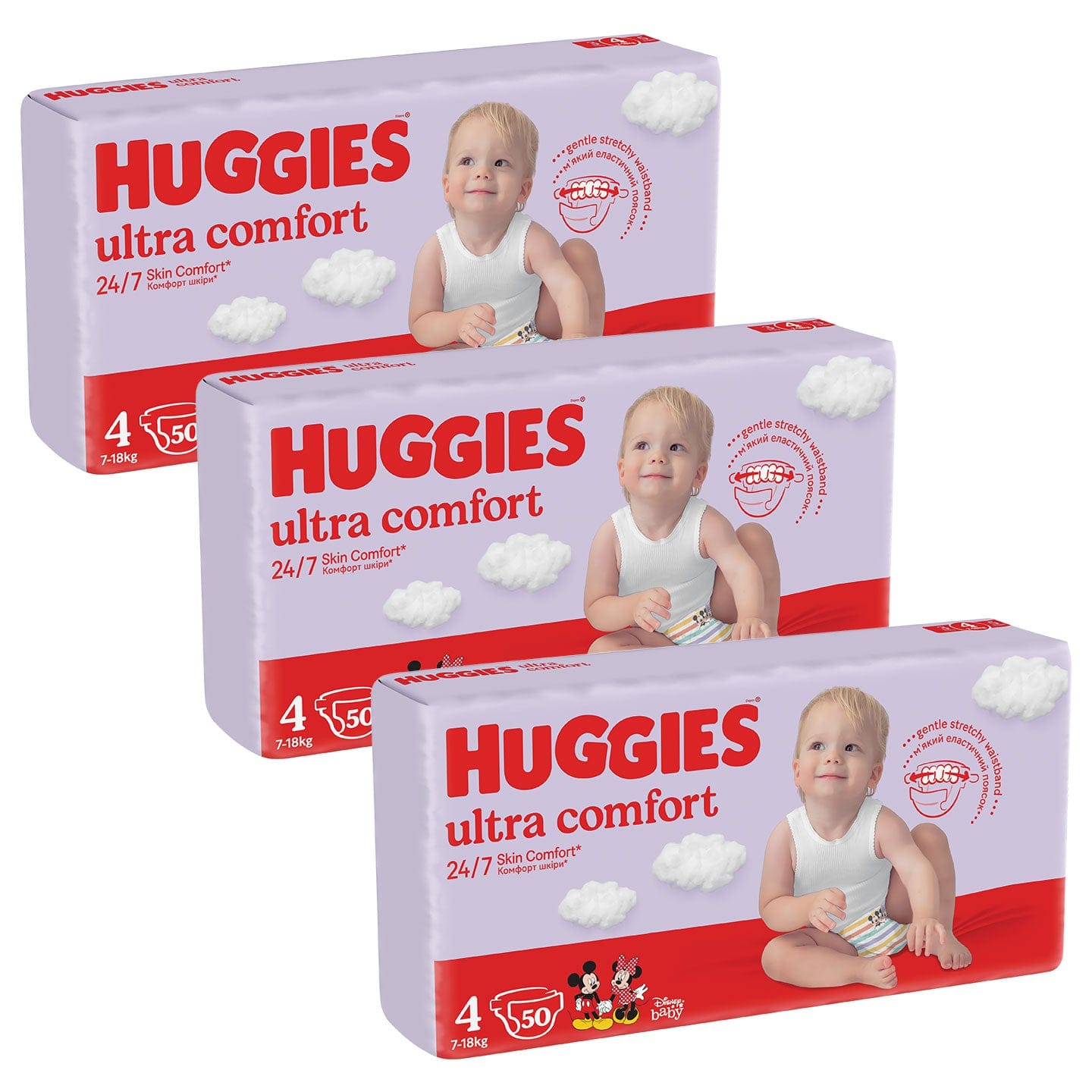 Produkt HUGGIES Pieluchy 3x HUGGIES Ultra Comfort Jumbo Pack rozmiar 4 7-18kg 50szt Pieluchy K_033292_3