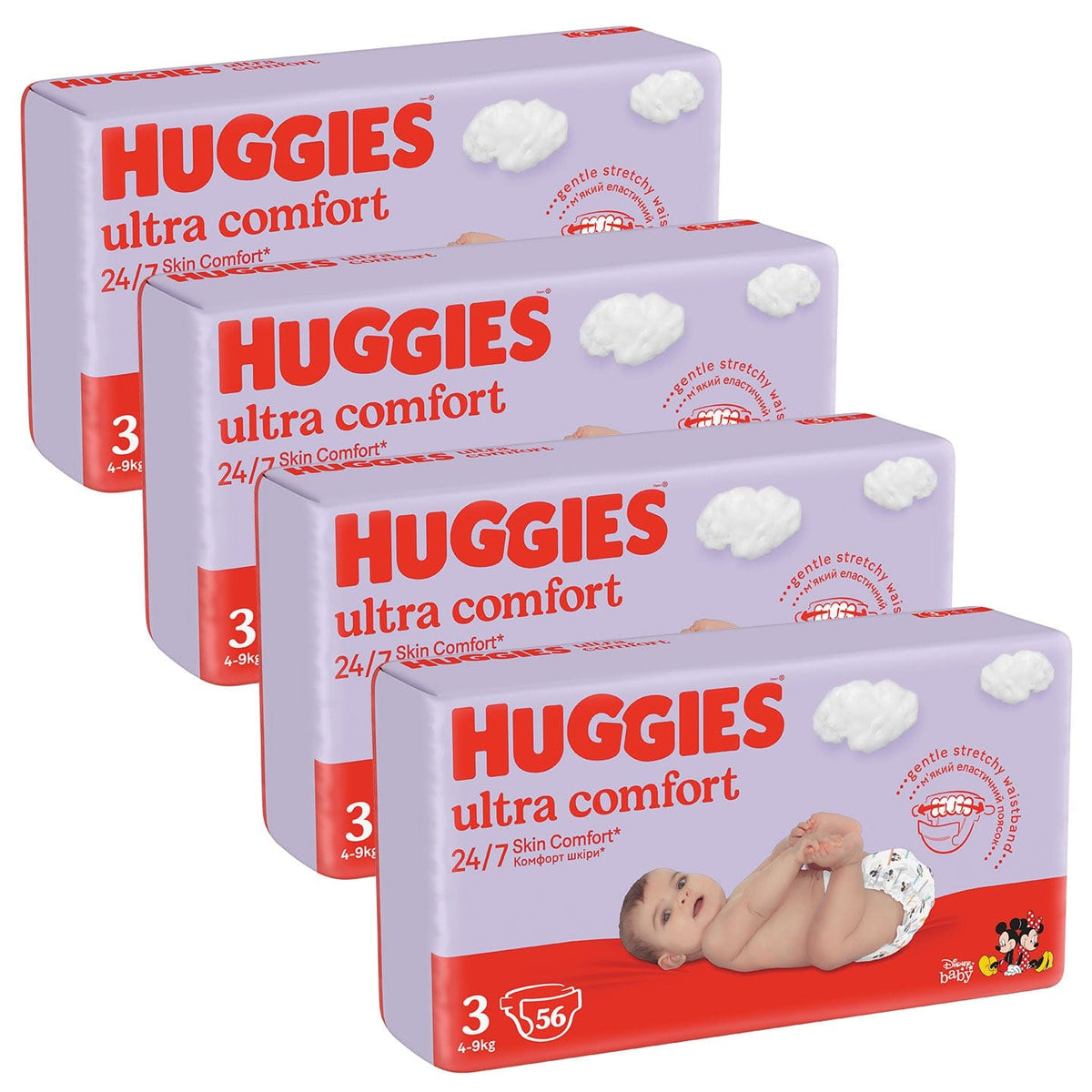 Produkt HUGGIES Pieluchy 4x HUGGIES Pieluchy Ultra Comfort Jumbo Pack rozmiar 3 4-9kg 56szt K_033291_4