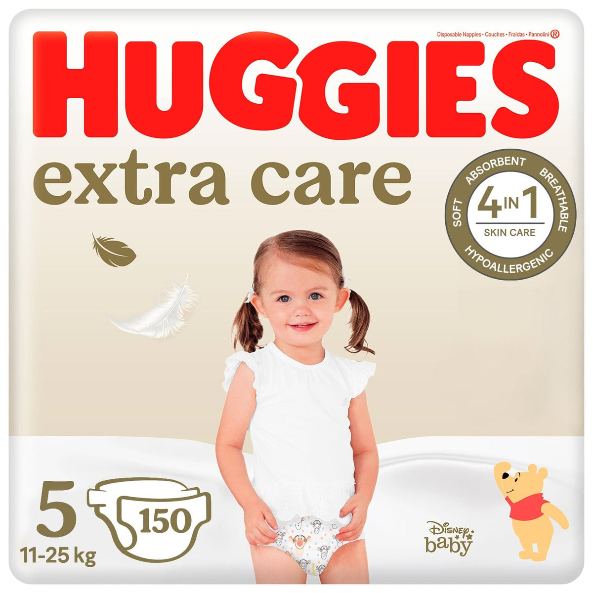 Produkt HUGGIES Pieluchy HUGGIES Extra Care Mega 5 (11-25kg) pieluchy 150 szt + Chusteczki nawilżane dla dzieci HUGGIES Pure Extra Care 448 szt Z00467