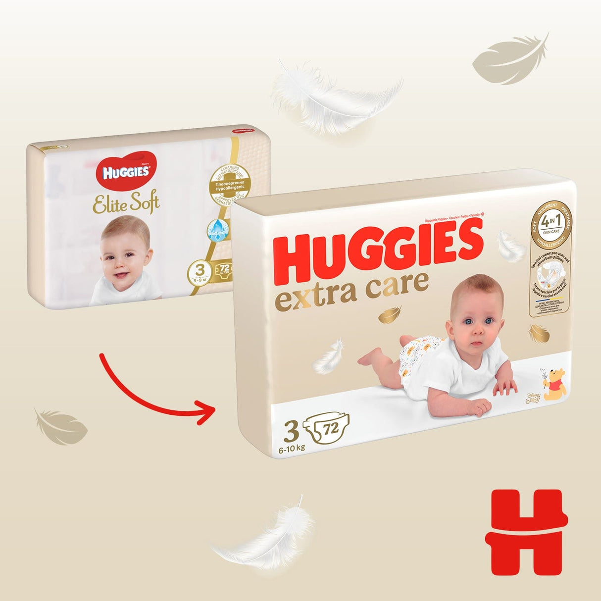 Produkt HUGGIES Pieluchy HUGGIES Pieluchy Extra Care 3 (6-10kg) 216 szt K_038110_3